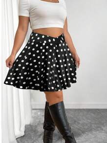 Celure Plus Size Summer Casual Polka Dot Printed Mini Skirt Shorts