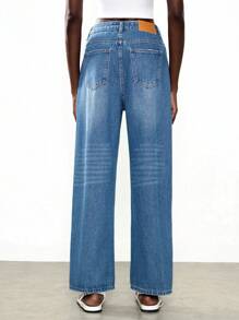 Lumivelle Pantalones vaqueros casuales y sencillos para mujer, adecuados para el verano - Azul - Ver 2