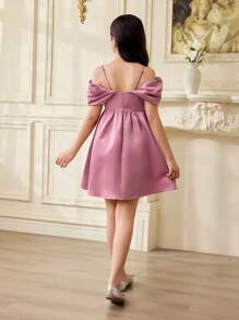 Tween Girl Elegant Satin Slip Dress, Summer Pink, Mommy And Me Matching Outfits (2 Pieces Sold Separately) - Pink - View 2