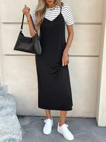 SHEIN LUNE Conjunto de dos piezas para mujer para uso diario - Gris Oscuro - Ver 4