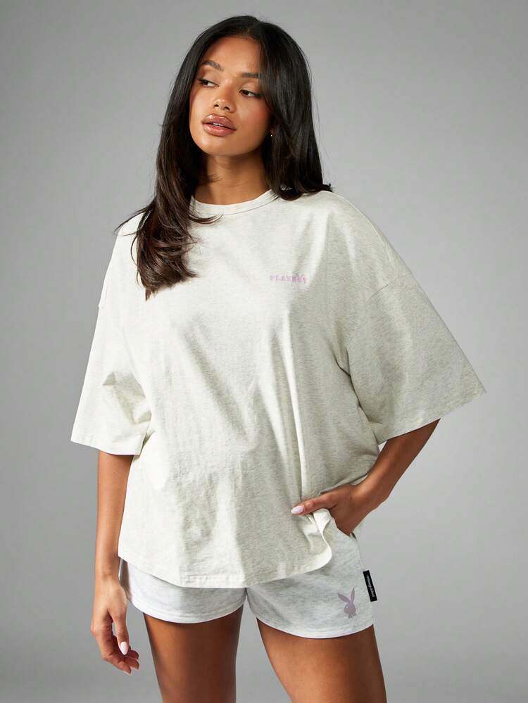 Missguided x Playboy Graphic Logo Print Oversized T-Shirt
