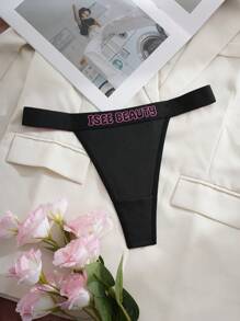 SHEIN Women's Fashion Letter Belt Designed Thong Panties