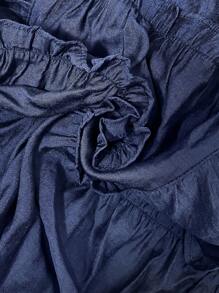 SHEIN LUNE Ruffle Butterfly Sleeve Shirts For Women, Loose Fit Chiffon Sleeveless Blouse, French Romantic Style, Summer Cute Tops Crop Top Summer Top,Casual - Blue - View 3