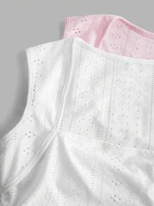 SHEIN EZwear 2 件装 女式 夏季 新款 纹理提花针织 背心 带褶饰