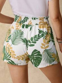 Boho Mama Shorts bohemios de estampado completo para maternidad, ideales para el verano - Verde - Ver 2