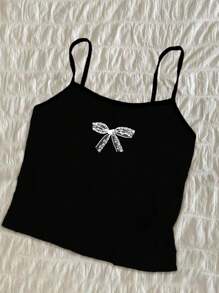 Attitoon 复古休闲白色可爱蕾丝风格图案印花女式性感吊带背心夏季装