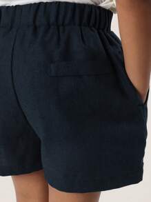 SUMWON Jugendliche Shorts aus Leinenoptik mit Zugband, Premium Sommer Athletik Sport Spielplatz Lässig Komfort Gummibund Jungen Schuluniform Urlaubs Freizeitkleidung