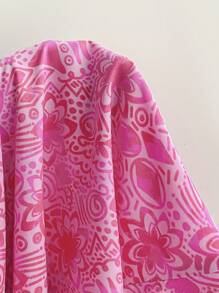 Soleia V-Neck, Ribbon Tie, Bell Sleeve, Print Shirt