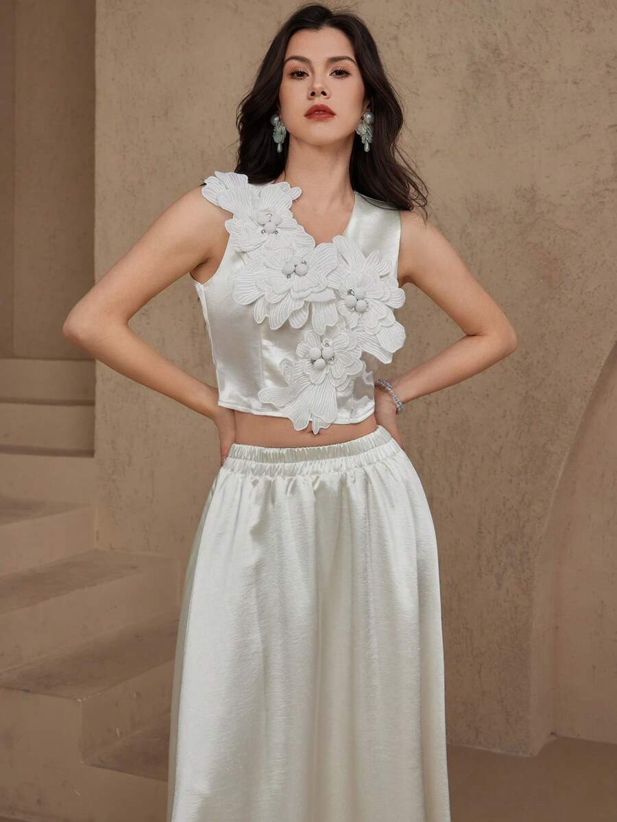 DAZY 女士日常休闲两件套家居服套装 - 米色 - 查看 1