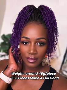 Boho Braids 1 件紫色非洲卷发散装真人发非洲卷发散装编织接发适用于迷你扭结辫子钩针人发接发适用于无结辫子 48 克/件万圣节服装 - SPurple - 查看 3