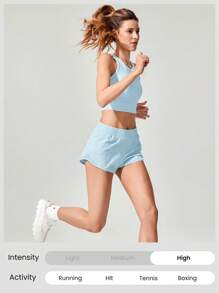 GLOWMODE 2.13" RefreshRun VitalSwift Ultralight Sweat-Wicking Mid-Rise Adjustable Reflective Running Shorts With Built-In Underwear Zip Pocket Workout Spring - Aqua Blue - View 7
