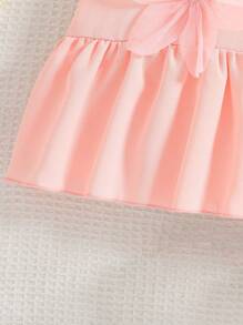 Baby Girls' Peter Pan Collar Sleeveless A-Line Dress,Pink Summer Elegant Layered Party 3D Floral Embellishments Comfortable Dress For School Events - Pink - View 5