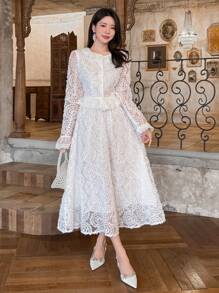 DAZY Nuevo conjunto de 2 piezas de vestido de verano elegante de encaje para mujeres