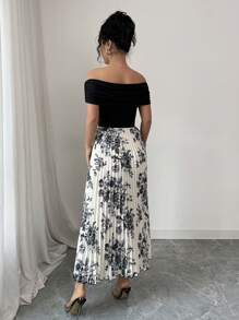 Chiquease Rochie de femei cu umăr dezactivat în stil european și american - Multicolor - Vizualizare 2