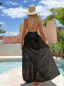 SHEIN Swim Jupe cache-maillot à nœud sur le côté pour femmes, pour les vacances d'été à la plage