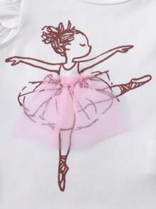 SHEIN Playful Pals 8件套女婴0-3岁春夏休闲日常户外可爱趣味芭蕾女童无袖T恤和短裤8件套服装套装