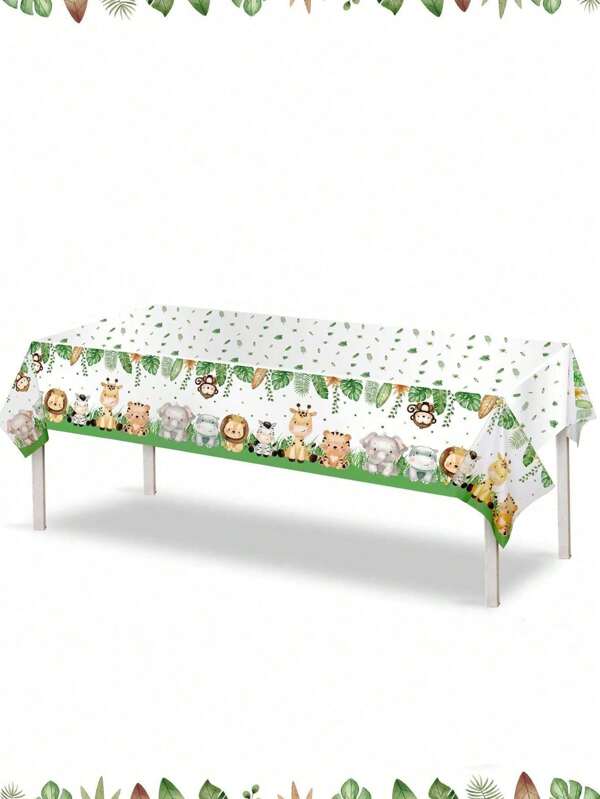 Tovaglia a tema animali della giungla, decorazione festa di compleanno con tema foresta e leone, tovaglia monouso impermeabile e antimacchia, adatta per all'aperto, giardino, riunioni familiari, San Valentino, Festa della Mamma, laurea