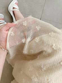 FRIFUL Women's Holiday Splicing Chiffon Mesh Strap Rose Flower Decor Straight Hem 2 In 1 Sweet Cream Yellow Long Dress, Ladies Summer Outfit, Graduation Dress, Wedding Guest Dress