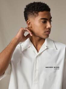 SWAVVY Standard Size Men's White Oversized Short Sleeve Shirt - White - View 3