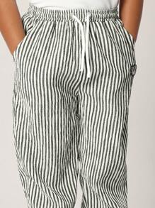 SUMWON Spring Summer Lightweight Pull On Joggers Kids Athletic Wear Pants Casual Youth Striped Sweatpants With Pockets Comfortable Boys Elastic Waist Bottoms - Black and White - View 6