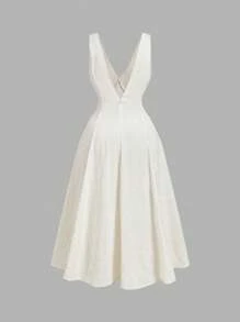 SHEIN MOD Vestito a corpetto di taglia grande in jacquard color albicocca senza maniche