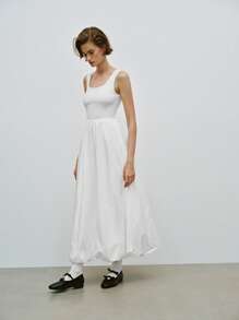 SHEIN LUNE Women Square Neck Sleeveless Casual Elegant Dress - White - View 4