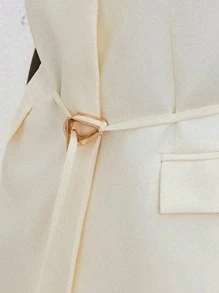 Aveloria Modichic Traje elegante para trayectos con chaleco y pantalones rectos de pierna ancha - Beis - Ver 8
