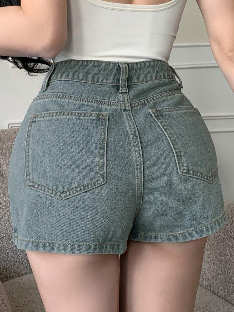 Women's Pocketed Front Panel Covered Casual Versatile Denim Skirt Pants Women Clothes Women Summer Clothing Women Plus Clothing Shorts Woman Summer Clothes Women Bottoms Denim Shorts Jorts