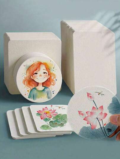 SHEIN 50 张空白水彩纸，用于绘画，300gsm 重磅专业水彩纸，用于明信片和素描，学校美术课用品返校，返校，学校用品