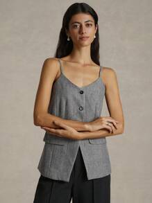 Briarwyn 复古风格单排扣吊带上衣 - 灰色 - 查看 3