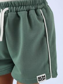 SUMWON Key West Summer Kids Co-Ord Set Athletic T-Shirt Shorts Outfit Vacation Wear Travel Sports Playwear - Green - View 7