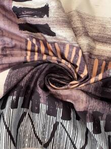 Weeklong Plus Size Round Neck Casual Printed Knitted Dress - Multicolor - View 4