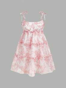 SHEIN MOD Plus Size Vintage Floral Print A-Line Ruffled Hem Sleeveless Dress, Spring/Summer Mother Day Dress 4th Of July Outfits Dresses Graduation Sundress Babydoll Dress Grad Dress Renaissance Fair Casual Summer Dress Summer Maxi Dress Hawaii Women Outfits Renaissance Fair Dresses Graduation Graduation Outfit Party Women Dresses Western Wear Women - Multicolor - View 1