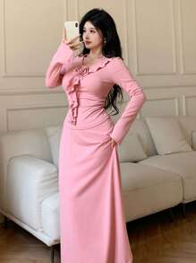 Modelyn Women Two Pieces Outfits For Daily Wear - Pink - View 7