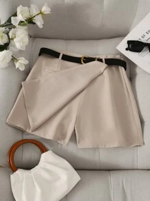Franclia Váy/quần dài thời trang công sở dáng bất đối xứng, quần short đa năng một mảnh dành cho nữ, váy/quần dài phối không cần thắt lưng. - Màu Tím - Xem 4