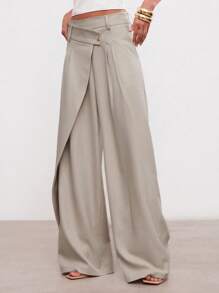 Hauture Pantaloni casual da ufficio estivi solidi, asimmetrici, avvolgenti, rilassati