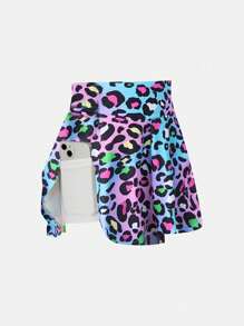 SHEIN Váy thời trang in màu chuyển sắc cạp cao cho bé gái tuổi teen, váy ngắn tập yoga, cảm giác như da, mềm mại như bơ, siêu mềm - Nhiều màu - Xem 4