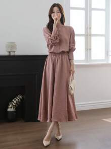 DAZY 女士两件套日常穿搭，秋季家居服套装 - 粉色 - 查看 6