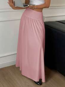 Serisse Women Solid Color Fashion Pink Skirt, Suitable For Summer Winter Casual - Coral Pink - View 4