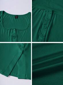 RiviMae 方领无袖开衩针织吊带背心，修身腰部设计，时尚性感的女士夏装 - 綠色 - 查看 5