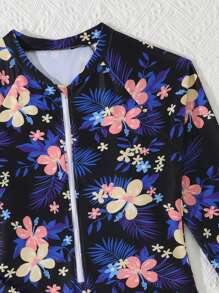 Teen Girls' Fashionable Random Print One-Piece Swimsuit, Suitable For Summer - Multicolor - View 5