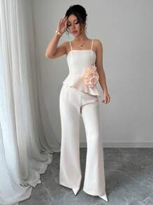 Elenzga Women Two Pieces Outfits For Daily Wear - Apricot - View 3