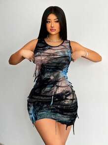 Zolique Women's Tie-Dye Sleeveless Dress, Fashion Design Suitable For Summer