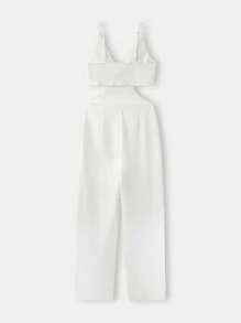 Maija 2025 Herbst/Winter Neu Weißer asymmetrischer Schnitt, asymmetrisches Schulterdesign, asymmetrischer Ausschnitt, Seitentasche Jumpsuit, modisch, modern, elegant, urban romantisch, raffiniert, Y2K, Country Music Festival, Old Money Stil, Korean Wave, Flughafen Reise, Straße, Hochzeitsgast, Geburtstag, Halloween, Business Lässig, Büro, Date, Party, Ausflug, Flughafen, Rückkehr zur Schule Herbst/Winter Damenoutfit