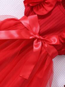 Glamorique Kids 婴幼儿女童盖袖罗纹网眼圆领公主夏装（配腰带）