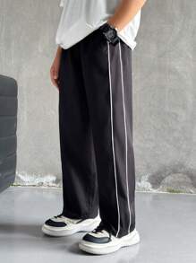 SHEIN Leap Crew 2pcs Tween Boy Clothing Set: Casual Sports Chic Minimalist Practical Soft Comfortable Straight Pants With Decorative Draw Cords And Waist Cords, Suitable For Daily Wear, School, Outings, Sports, All Seasons - Multicolor - View 6