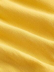 SHEIN MOD Women's Casual Plain Texture Ruffle Hem Shorts, Summer - Yellow - View 3