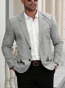Manfinity Mode Plus Size Men's Casual Office Linen Look Blazer, Mens Casual Blazer, Men Casual Suit