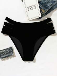Swim Mod Summer Beach Cut Out Bikini Panty - Black - View 4