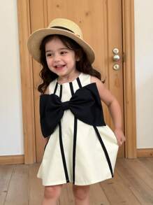 Cozy Pixies Vestido sin mangas con cuello redondo y lazo decorativo para bebé niña